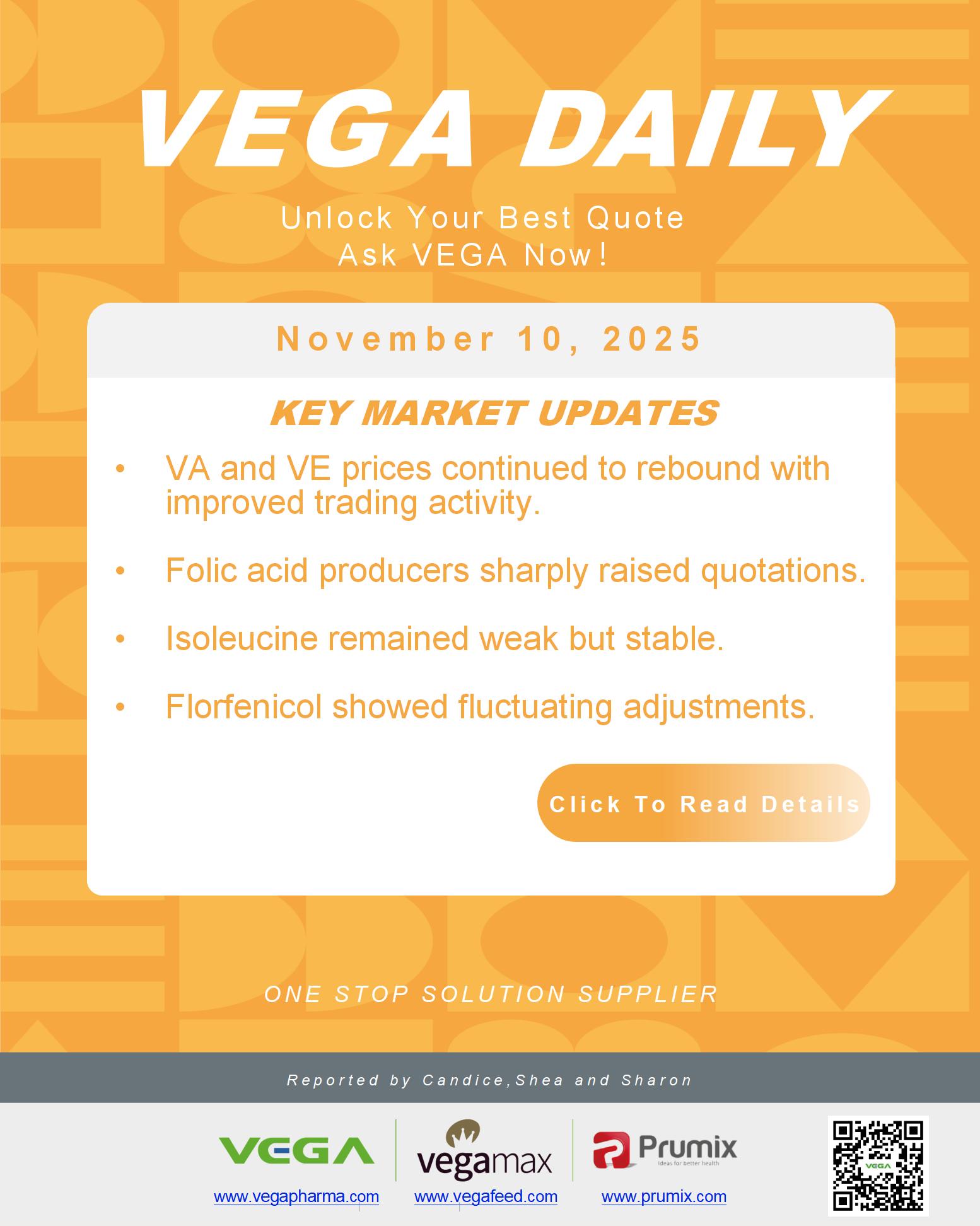 VEGA Daily Dated on November 10th 2025 Vitamin Amino Acid APl Food Additives.jpg